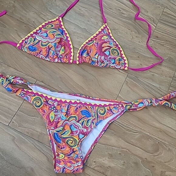 💲6️⃣ Bundled ✔️Batik Bikini Bohemian | Beach Basics sz Small Pink Multi color - Picture 7 of 10